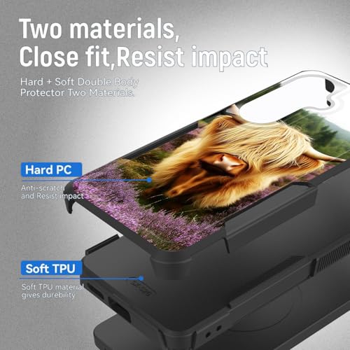 Vobber for Galaxy A57 5G Case,Heavy Duty Dual Layer Hybrid Hard PC Soft Rubber Shockproof Protective Rugged Bumper Case for Samsung Galaxy A57 5G 6.7 Inch 2026,Highland Cow - image 2