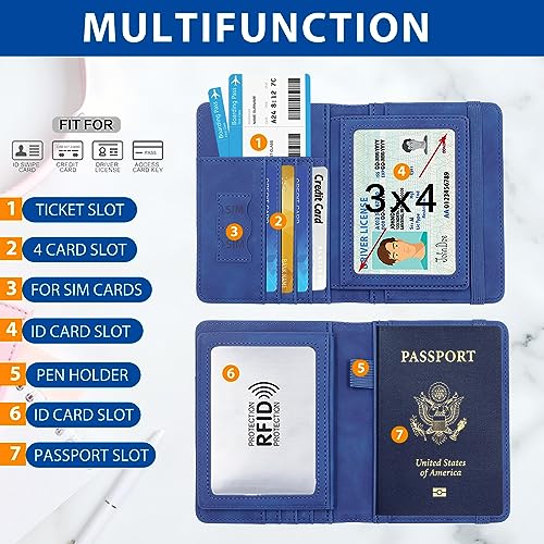 Image of Melsbrinna Rfid Passport Holder for Travel women /Men, Cute Passport Wallet Rfid Blocking Card Slots, Rfid Passport Cover /CaseTravel Wallet, Passport Book Holder (1, Blue5)