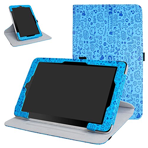 RCA 10 Viking Pro/Viking II/Cambio W101 V2 Rotating Case,Mama Mouth 360 Degree Rotary Stand with Cute Pattern Cover for 10.1" RCA 10 Viking Pro/Viking II/Cambio W101 (V2) Tablet,Blue