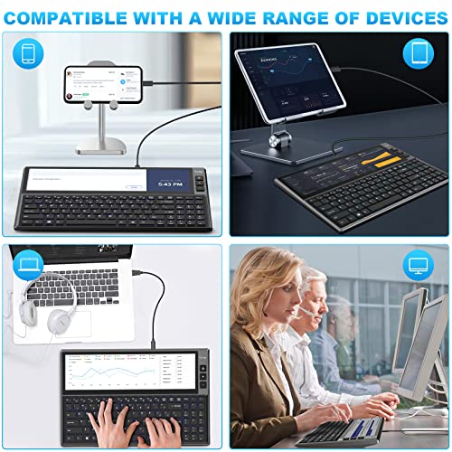 Image of BQAA RGB Keyboard, Built-in 12.6 inches Touchscreen Monitor, Ultra-Slim Aluminum Compact 98 Keys Computer Split Screen Keyboard 1920x515P HD IPS 2 USB /Type-C for Windows /Mac /Android