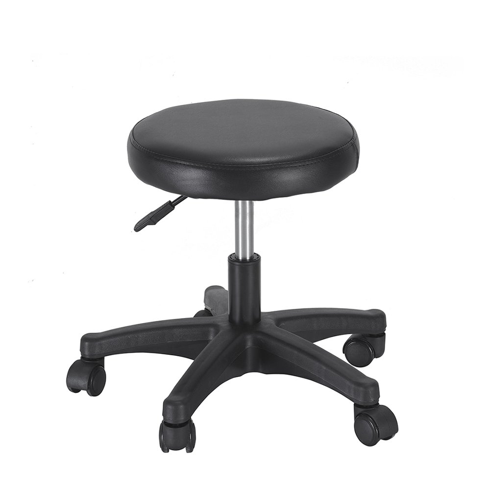 Camilla de Masaje Ajustable Cama de Masaje Plegable de Cuero PU con Taburete para Uso Profesional y Doméstico (Negro)