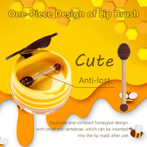 2Pcs Honey+Strawberry Bee Balm Lip Mask Set, Propolis Lip Care Cream Moisturizer Lip Mask with Lip Brush, Reduce Lip Lines & Wrinkle Lip, Hydrating Prevention Dry and Cracked Lip Scrubs Exfoliator - Image 4