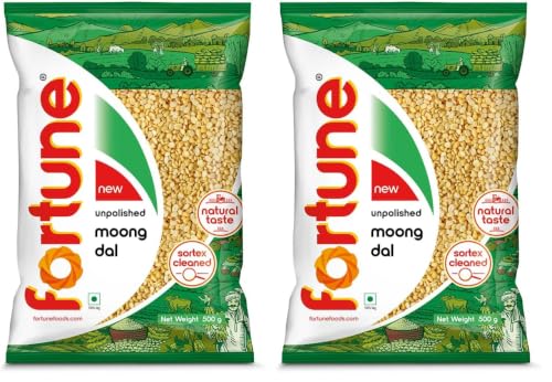 Image of FORTUNE Moong Dal, 500 Gm, Unpolished And Sortex Cleaned (Pack of 2)