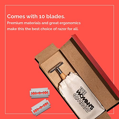 THE WOMAN'S COMPANY Bamboo Safety Razor For Men & Women With Bio-Degradable Bamboo Handle | Premium Eco Friendly Razor | Includes 10 Recyclable Blades | Plastic Free & Zero... - Image 3