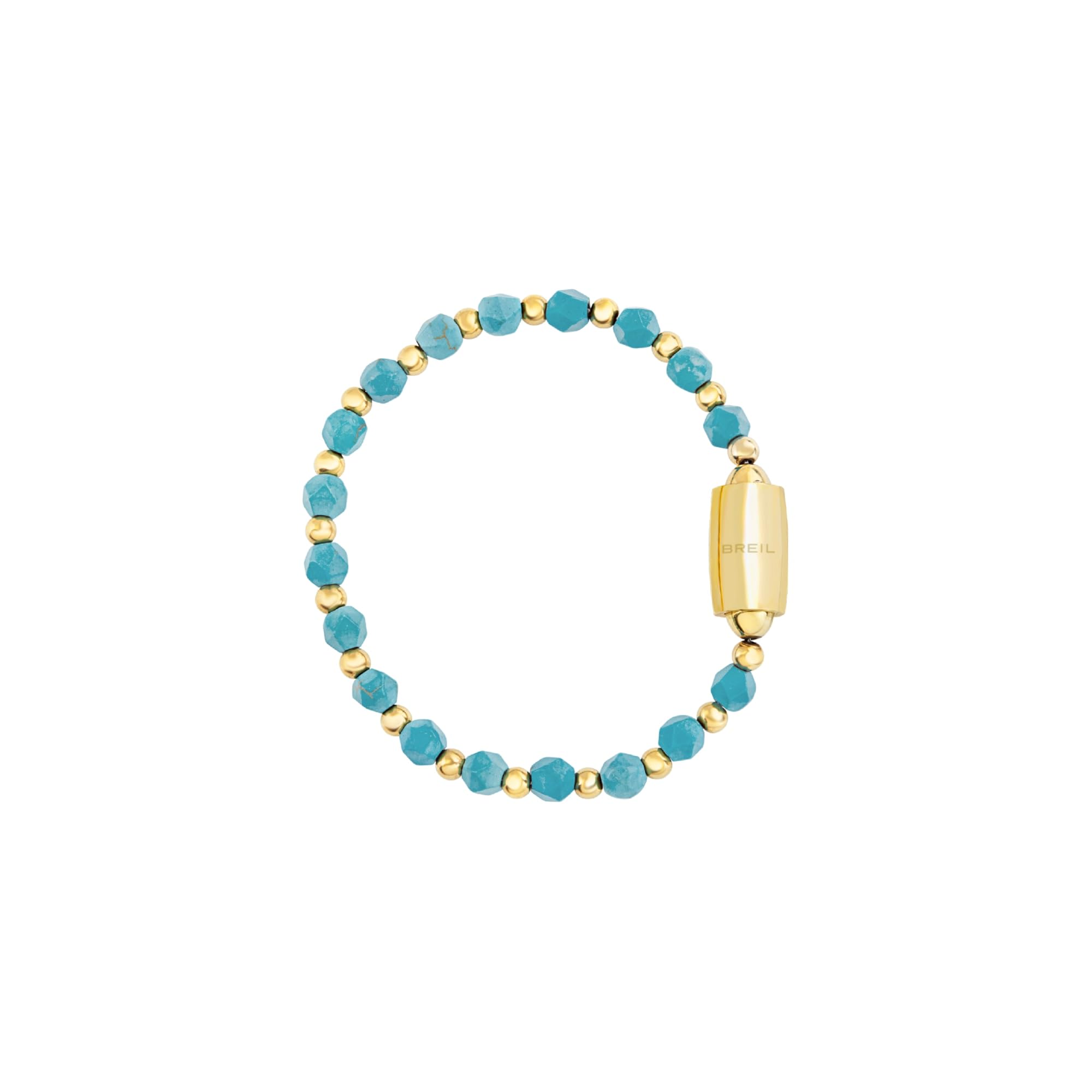 Breil, Collezione Magnetica System, Bracciale Donna Small Sea & Sky in Acciaio Lucido e Sfere in Pasta di Turchese, Pratica Chiusura con Magnete, Misura 19 Cm, Idea Regalo Donna