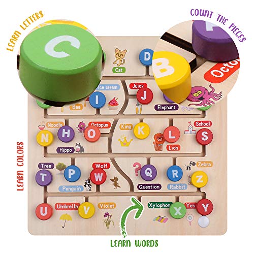 Boxiki kids Wooden Alphabet Puzzle. Alphabet Board for Kids with Wooden Letters. Best Learning ABC Puzzles That Help in… - Image 5