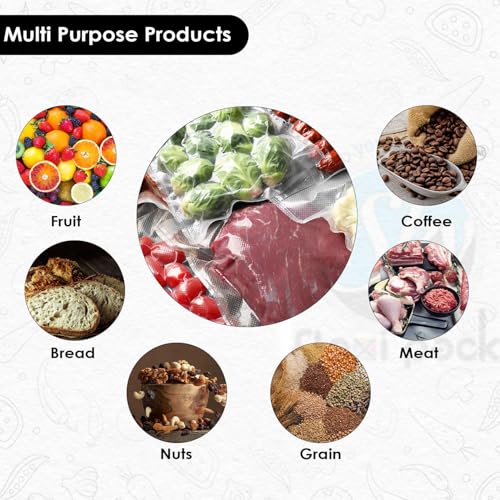 Image of Vacuum Pouches 17x25cm Pack of 25 | 90 Micron Thick | BPA Free | Food Grade | One Side Dotted Embossed | Microwave Safe | Approx. 750g Capacity