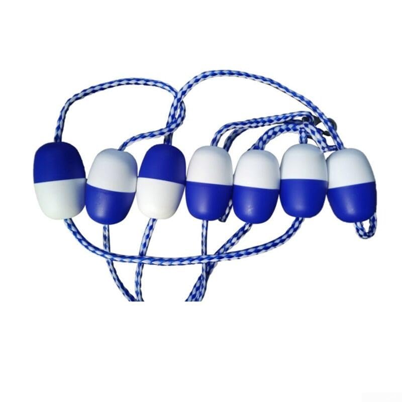 Kit de ligne de flotteur de sécurité pour piscine de 5 m avec 11 bouées, corde de séparation bleue pour la séparation de voie, cordon en nylon avec crochets en acier inoxydable, accessoires de piscine