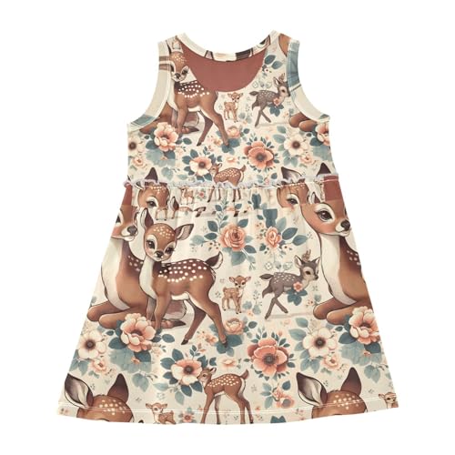 panksolu Girls Dress Sleeveless Cute Deer Vintage Fawn Girl Casual Summer Dresses Girls Sundress for 2-8 Years2