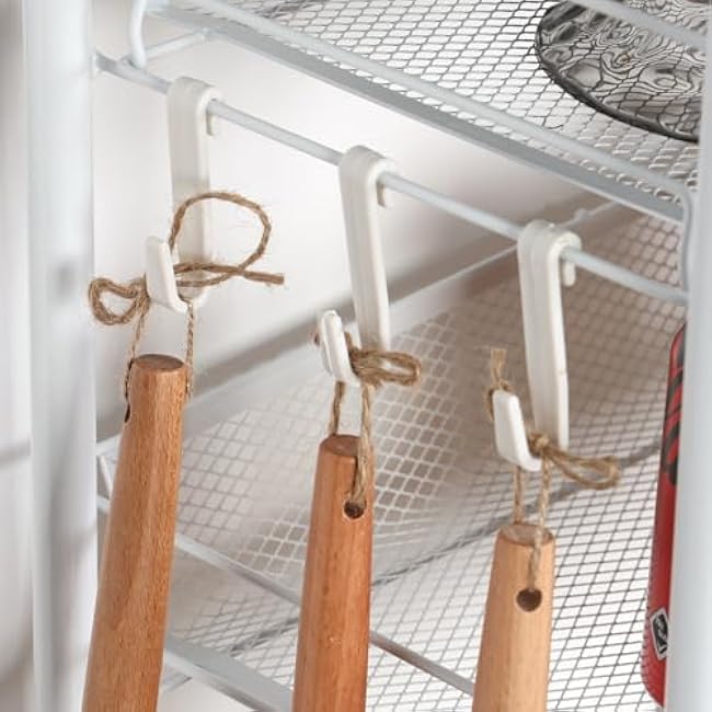 Slim Fruit Cart Fruit Basket Stand Vegetable Holder Stand for Kitchen Metal Wire Fruit Basket Organizer Stand for Kitchen Produce Storage Bins Rack, 6 Hooks & 2 Side Rack (White, 5-Layers)-aWNAGaaI