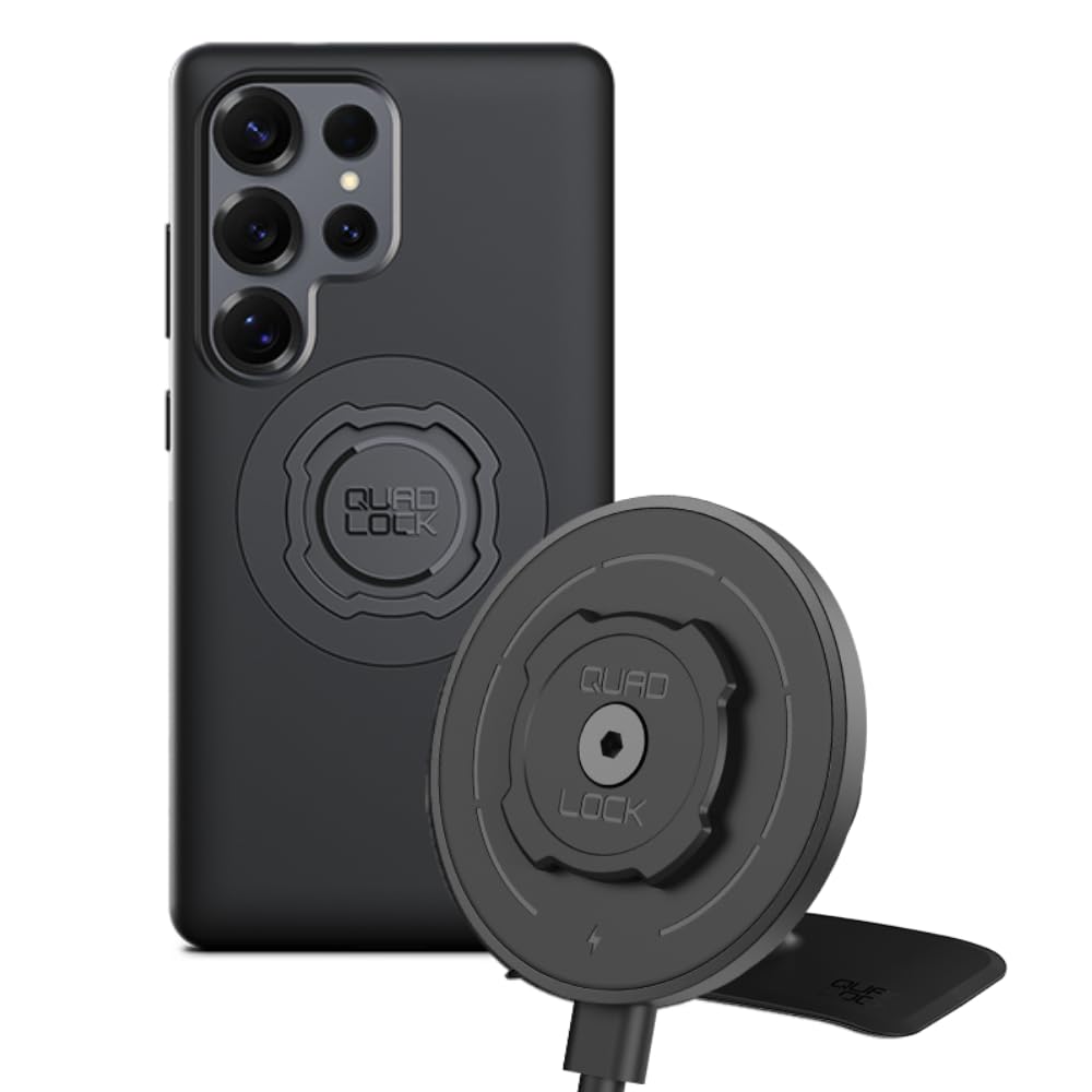 Quad Lock Adhesive Dashboard Console Car Phone Holder Kit with MAG Wireless Charging Head V2 and MAG Phone