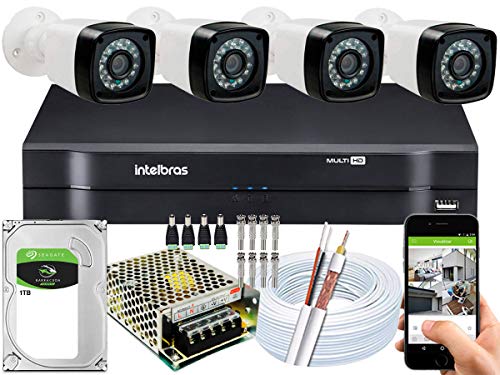 Kit 4 Cameras Segurança 1080p Full Hd Dvr Intelbras 4ch 1tb