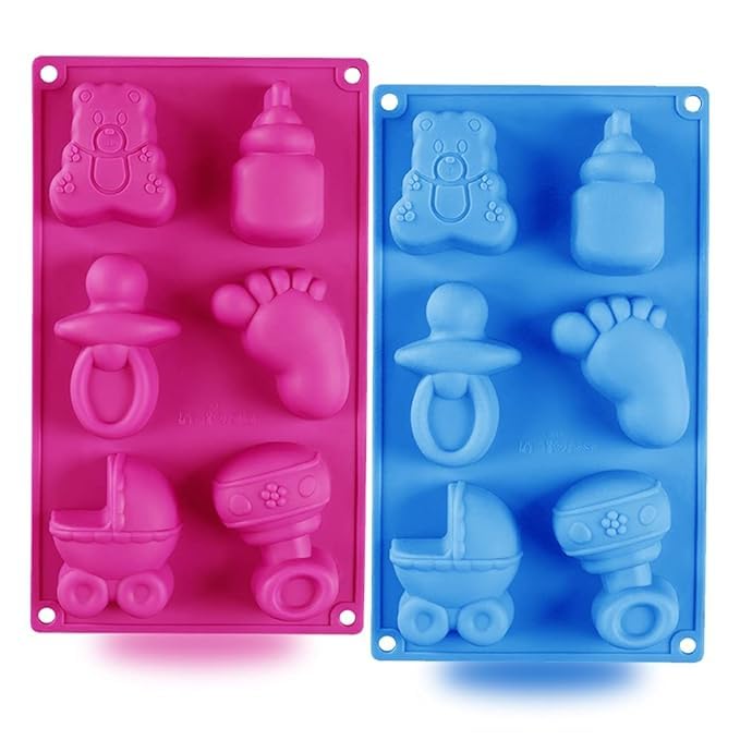 Silicone 2 Pack Cute Baby Silicone Molds, 3D Baby Shower Themed Baking Moulds 6 Cavities Silicone Soap Mold DIY Craft Art Cake Mold Handmade Molds for Soap, Bread, Brownie, Cornbread, Ice Cubes-image-24