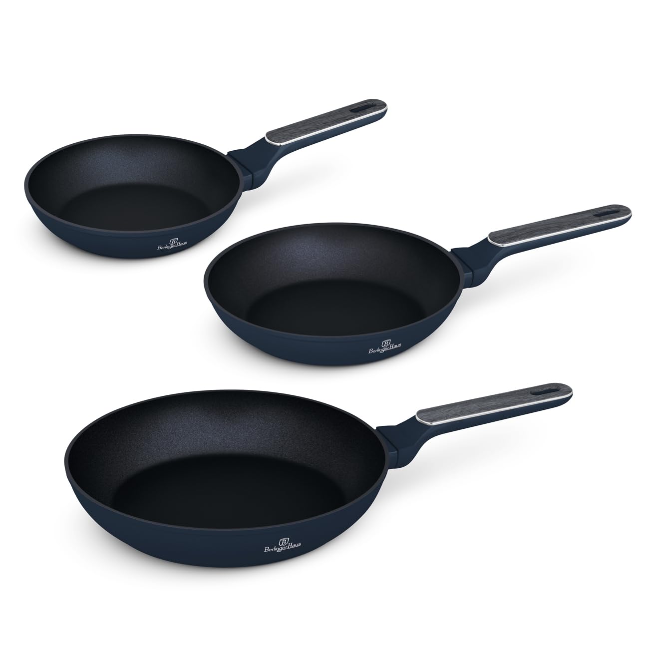 Berlinger Haus Juego de Sartenes Antiadherentes de Aluminio Forjado, Apto para Inducción, 20/24/28 cm, Mango Ergonómico, Ahorro de Energía, Edición Burgundy
