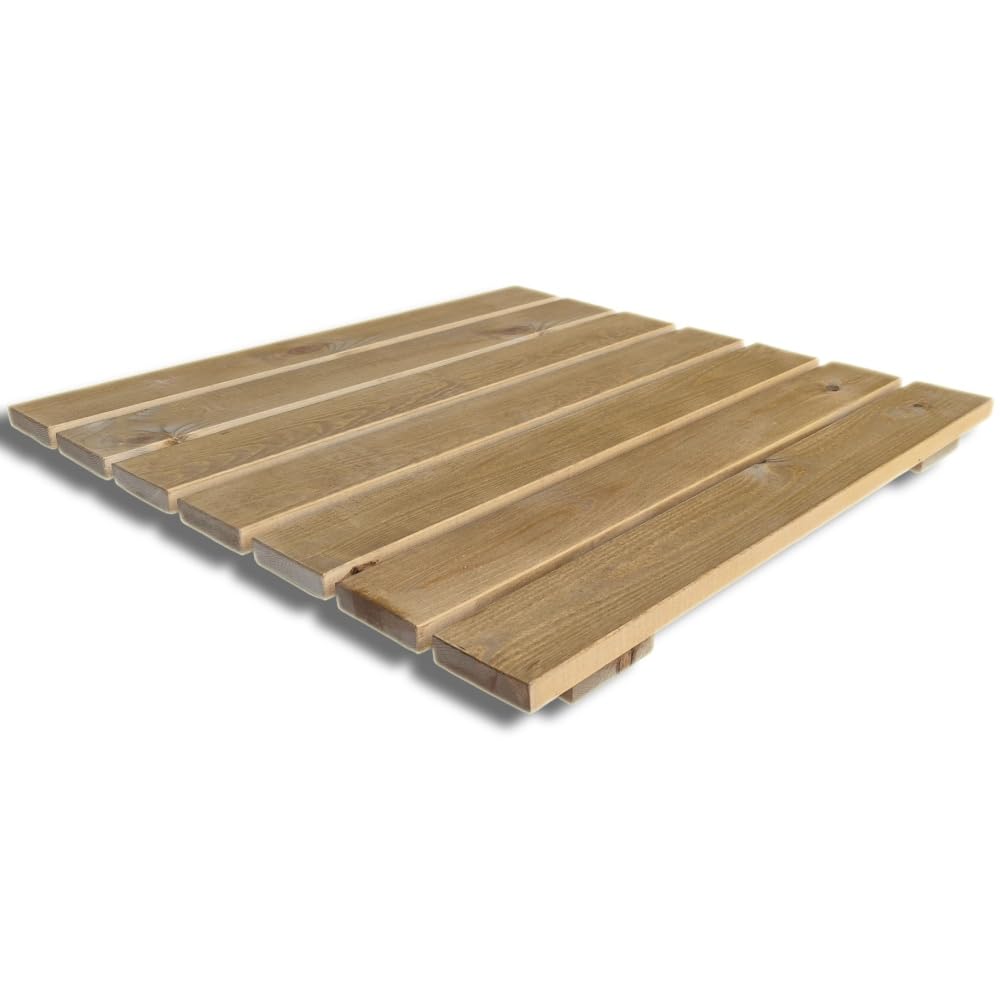 SUNWOOD Pedana Doccia Antiscivolo 70x70 cm, in Legno Massello di Pino - Finitura Rovere Chiaro