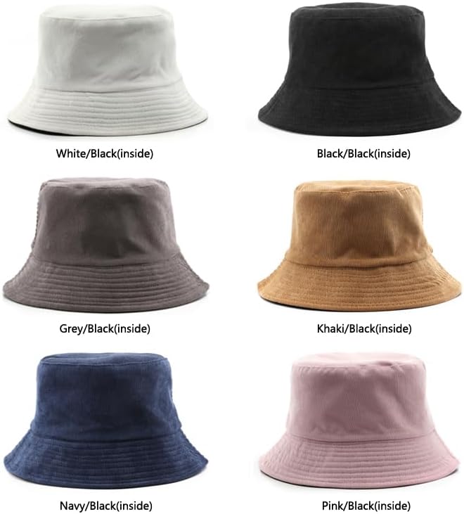Reversible Double-Side-Wear Solid Color Bucket Hat Packable Sun Hat Fishing Cap for Women Men Outdoor Beach Travel - Image 2