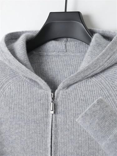 Men's Zipper Hooded Cardigan 100 Percent Merino Wool Fall Winter Thick Casual Cashmere2