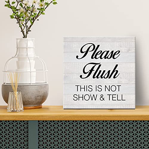 Country Please Flush Funny Restroom Canvas Prints Wall Art Decor Humor Bathroom Poster Painting Framed Artwork 8 X 8 Inch Home Shelf Wall Decoration Housewarming Gift #TOP2