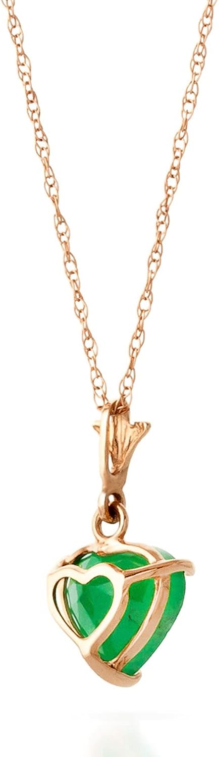 Miniatura 2 de Galaxy Gold GG 14k Solid Rose Gold Necklace with Natural 120ct Emerald Heart Pendant
