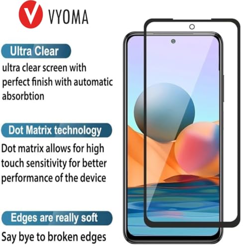 Image of VYOMA Military-Grade Gorilla Tempered Glass for Redmi Note 10 / 10S (Black) | Edge to Edge Full Screen Coverage | Scratch Resistant | With Easy Installation Kit | Screen Protector for Smartphone | Bubble-Free | Ultra Clear HD Glass | Oleophobic Coating | High Clarity | 9H Hardness | Scratch Resistant | ShatterProof | ScreenGuard | Pack of 1