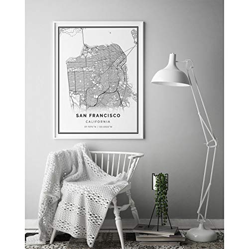 San Francisco Map Poster Print | Modern Black And White Wall Art | Scandinavian Home Decor | California City Prints Artwork | Fine Art Posters 16X20 #TOP3