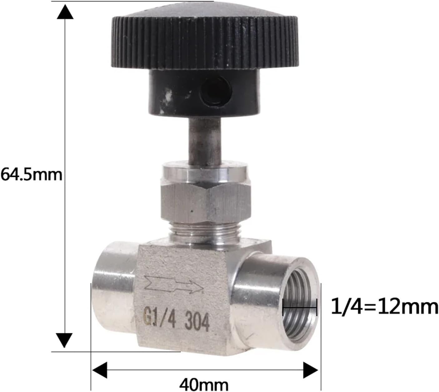Stainless Steel S304 Needle Valve Tube OD 1/8 1/4 1/2Inch Internal Thread For Water Gas Oil 1Pcs(1/8")