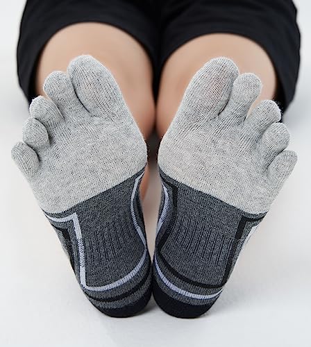 Image of Men Toe Socks No Show Low Cut Athletic Wicking Cotton 5 Finger Split Toe 6 Pack