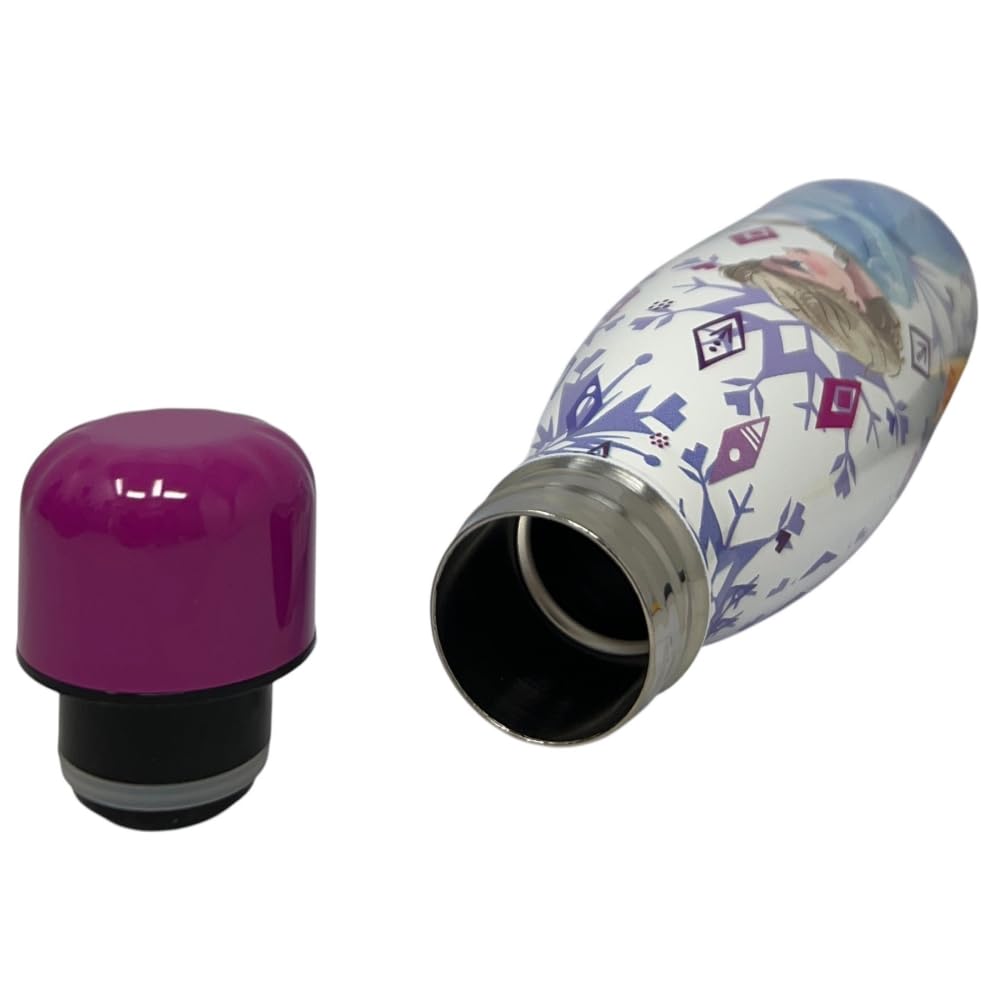 CARTOON Bottiglia termica in acciao inossidabile con tappo svitabile, borraccia termica in acciaio inox per bambini ragazzi, 500 ml (Frozen, bianco)