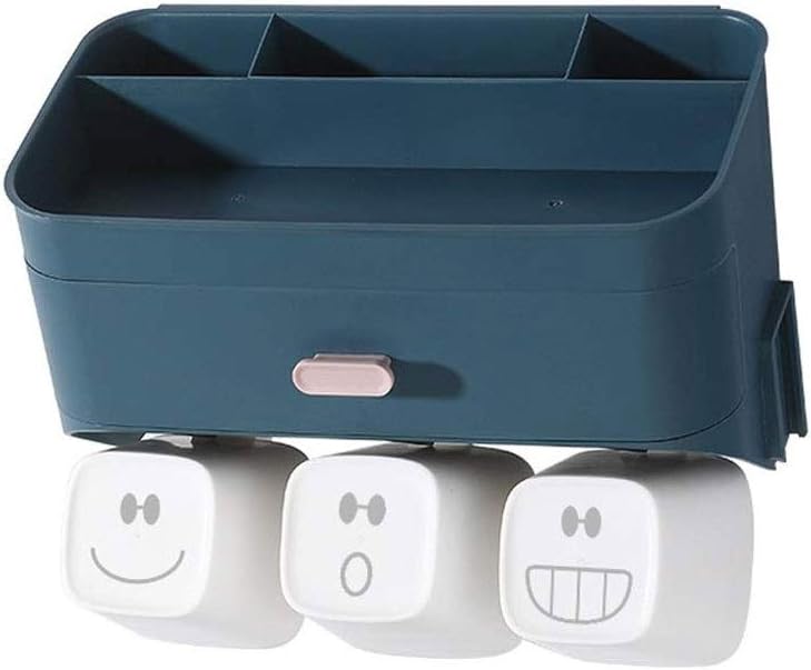 Toothbrush Cup Holder - Bathroom Holder Wall-Mounted Toothbrush Toothbrush Cup Toothbrush Rack Set(Black)