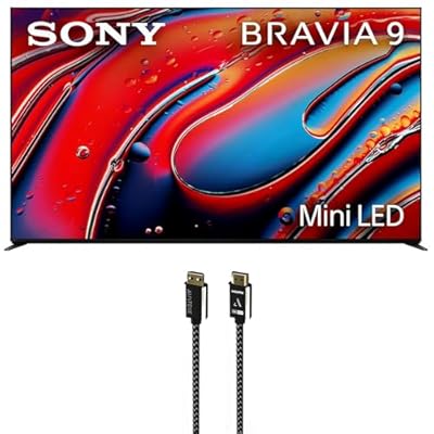 Sony K85XR90 85 Inch XR90 Series Bravia Mini LED HDR QLED 4K Google TV with an Austere 7S-8KHD2-2.5M VII Series 2.5m Premium Braided 8K HDMI Cable (2024)