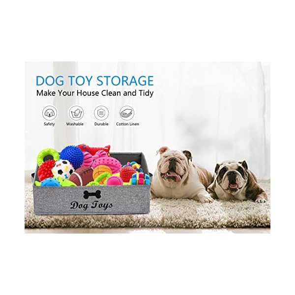Morezi Linen-Cotton Blend Dog Toy Basket and Dog Toy Box, Dog Toy Basket Storage – Perfect for organizing pet Toys, Blankets, leashes, chew Toys – Snow Grey – Dog Morezi Linen-Cotton Blend Dog Toy Basket and Dog Toy Box, Dog Toy Basket Storage – Perfect for organizing pet Toys, Blankets, leashes, chew Toys – Snow Grey – Dog