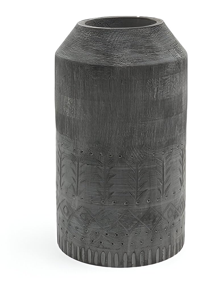 Designer Library- Rooh Handmade Wooden Flower Vase for Home Decor Made by Mango Wood | Colour- Charcoal Black |Small Size- 7"X 12" INCHES (Pack of 1) (B0CDLVJTJX) Amazon Price History, Amazon Price Tracker