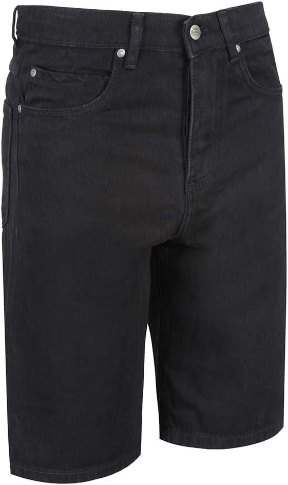 Mens Woven Twill Twin Stitch Workwear Safety Shorts, Black