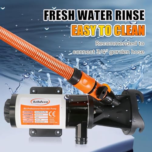 Image of RV Macerator Pump 12V,Portable Waste Pump,12GPM Suction 3.2 feet Lift 14 feet with Garden Hose Discharge Port,Quick Release Sewage Pump (Storage Box with Water Pipe 12V RV Macerator pump)