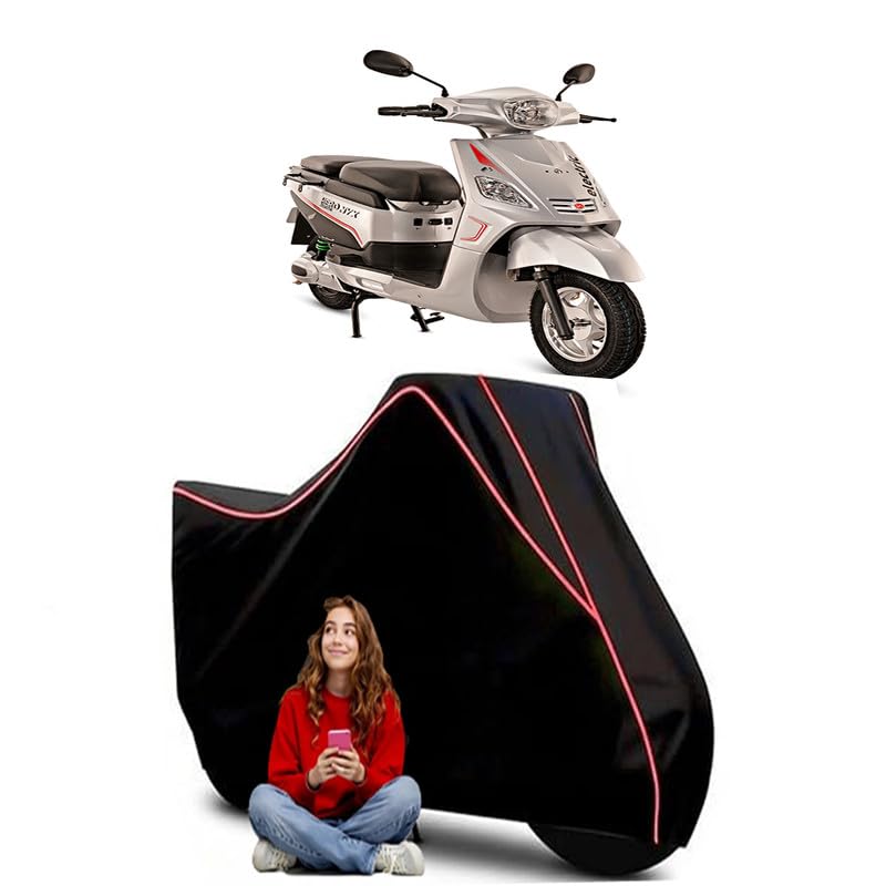 Image of NYX LX Scooty Bike Cover Water Resistant Outdoor Use Universal Fit Scooters Motorcycles Heavy Duty UV Protection Dust Rain Scratch Resistant Elastic Bottom Black Blue Piping