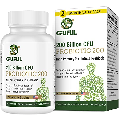 Probiotics for Women and Men 200 Billion CFU 12 Strains Probiotic Supports Digestive Immune Gut Health Organic Prebiotic Shelf Stable Probiotic Supplement for Constipation Bloating 2 Month Supply