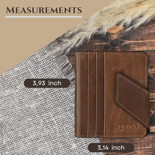 Genuine Leather Bifold Wallet,Credit Card Holder for Men,RFID Blocking,Slim Minimalist Front Pocket,Thin,Stylish,Best Gift,Vintage Crazy,Horse Leather,gifts for men (COFFEE)4