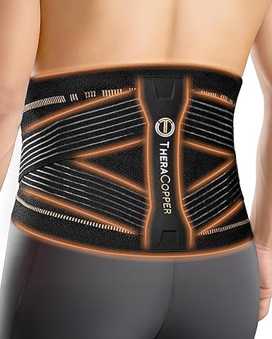 Product image of TheraCopper Copper Back Brace for Men & Women — Lumbar Support Belt for Lower Back Pain, Sciatica & Herniated Disc — Infused Copper Back Support with Adjustable Compression (Medium)