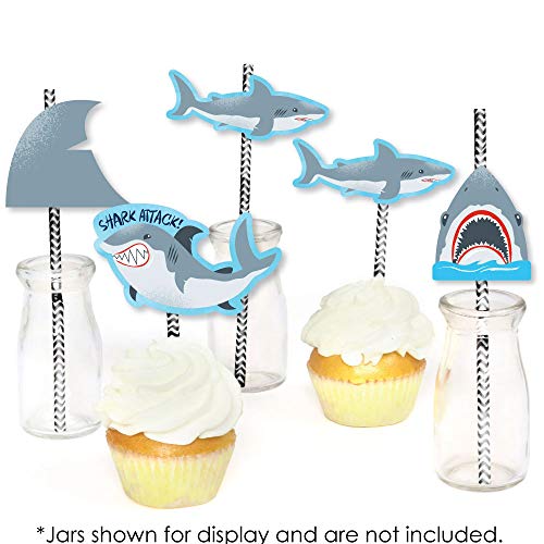 Decoración de Pitillos de Papel con Tiburones Pack 24 miniatura 4