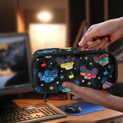 Image of Truck Print Kids Pencil Case Large Capacity Pencil Bag for Boys Girls Portable Lightweight Pen Pouch for Preschool Elementary Children