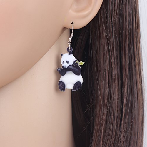Newei Acrylic Christmas Cute Panda Bear Earrings Drop Dangle Animal Jewelry For Women Kids Teens Charm Gifts (Black,White) #TOP1