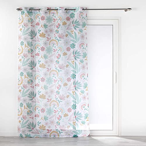 Douceur d'Intérieur Indiana Sandblasted Printed Eyelet Curtain 140 x 240 cm, Multicoloured, W 55.1" x L 94.5" (1 Panels)