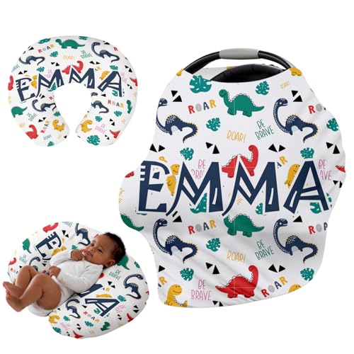 Personalised Infant Car Seat for New Parents - Baby Carseat Cover, Breast Feeding Cover, Multi-Function pad for Boys Girls Toddlers - Christmas Gifts for Parent Babies(27