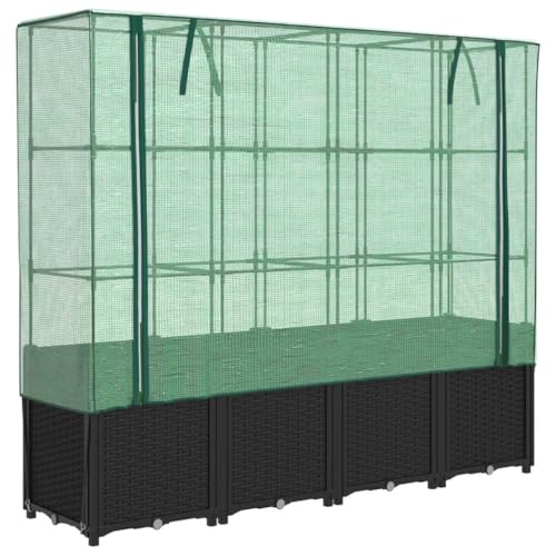 vidaXL Hochbeet mit Gewächshaus-Aufsatz, Pflanzbeet mit...