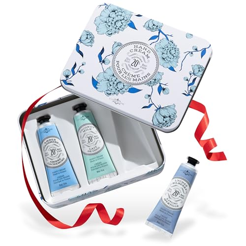 La Chatelaine Hand Cream Trio Tin Gift Set, Ready-To-Gift Tin, Nautral, Made in France...