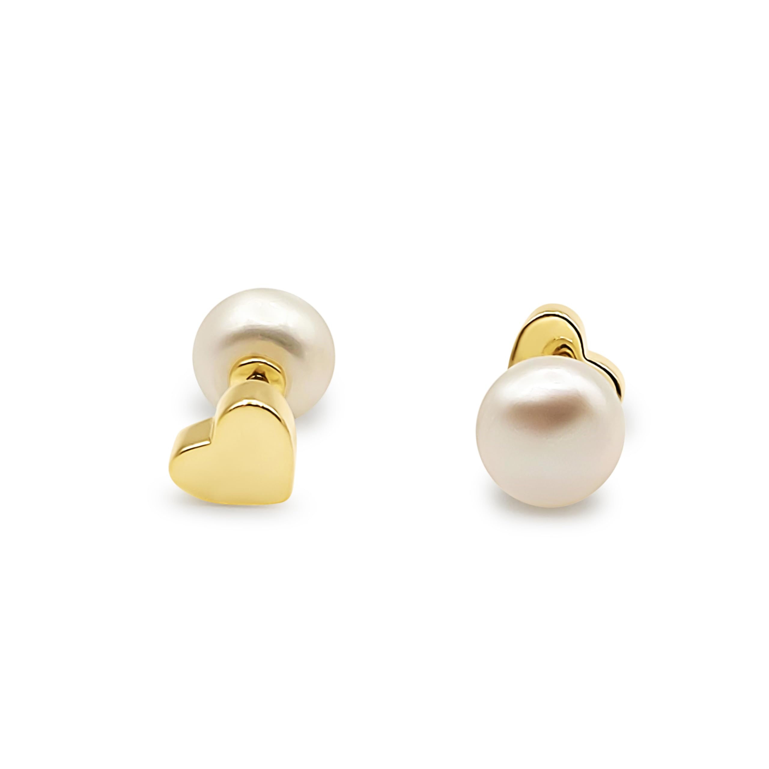 PERORNOPendientes de Perlas Cultivadas Blancas 7.5-8 mm con Baño de Oro 18K en Plata de Ley 925 - Elegancia Clásica