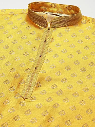 Image of Rajubhai Hargovindas Men's Silk Kurta With Ethnic Motifs Work Woven Design