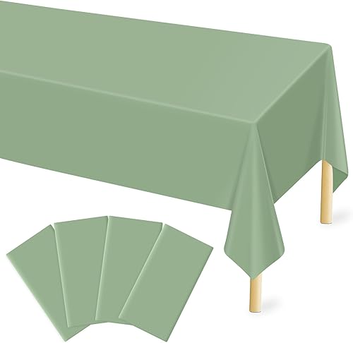 Mantel rectangular de plástico verde salvia de 54 x 108 pulgadas, color verde salvia, desechable, impermeable, para picnic al aire libre, cocina,