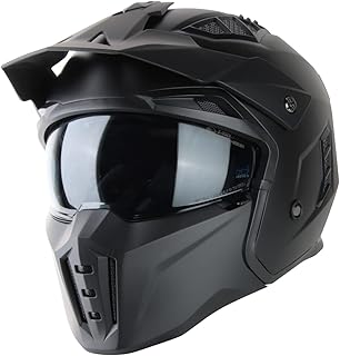 VINZ Kioto Jet Helmet / Streetfighter Helmet ECE 22.06 Approved Motorcycle Helmet Scooter Helmet with Sun Visor / Sun Visor Jet Helmet with Removable Chin Guard