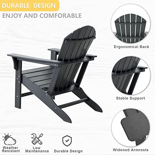 Wenhaus Adirondack Chair Plastic Oversized Hdpe Adirondack Chairs Fire Pit Chairs Durable Adirondack Patio Chairs Resin Adirondack Chair Outdoor Weather Resistant Lawn Chair (Dark Grey) #TOP3
